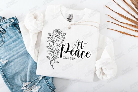 At Peace Floral Faith Typography Graphics for T-Shirt Designs