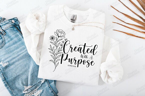 Created with Purpose Floral Faith Art Graphics & T-Shirt Designs
