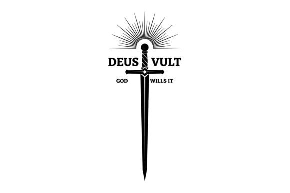 Deus Vult Sword Cross Design for T-Shirt Graphics