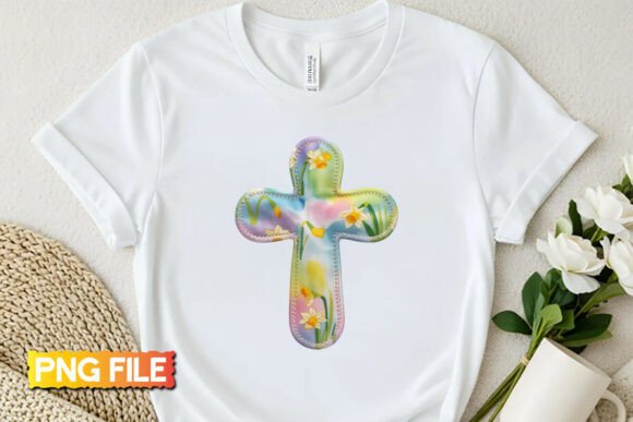 Easter Patchwork Cross PNG for Graphics & T-Shirt Designs