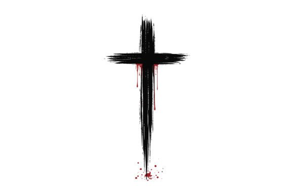 Grunge Blood Drip Cross: A Bold T-Shirt Design for Graphics