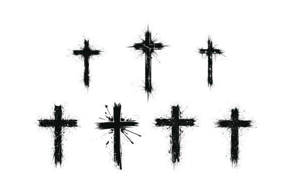 Grunge Crosses Faith Set: Perfect for T-Shirt Designs & Graphics