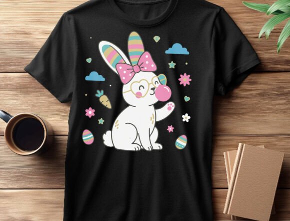 Happy Easter Bunny Bow PNG: A Sweet T-Shirt Graphics Asset