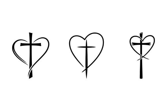 Heart Cross Symbol Set: Graphics for T-Shirt Designs