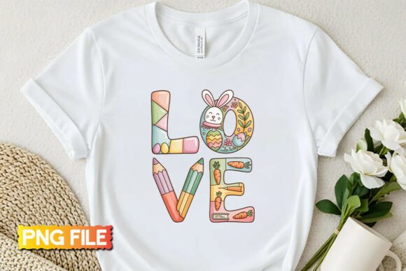 Love Easter Teacher Sublimation PNG for T-Shirt Designs and Graphics