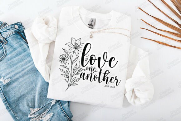 Love One Another Bible Verse Floral Graphics for T-Shirt Designs