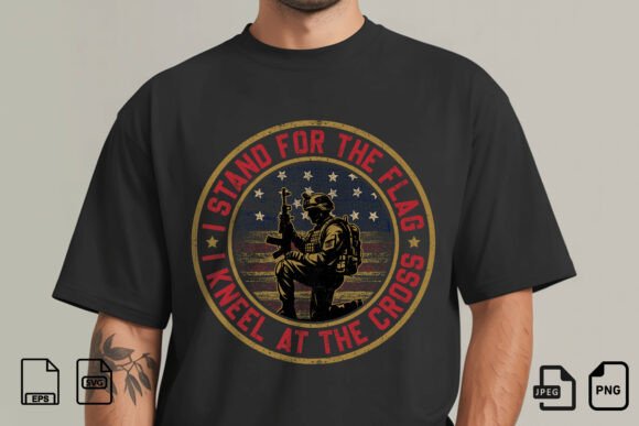 Stand for Flag Kneel Cross SVG: Ideal for T-Shirt Designs and Graphics